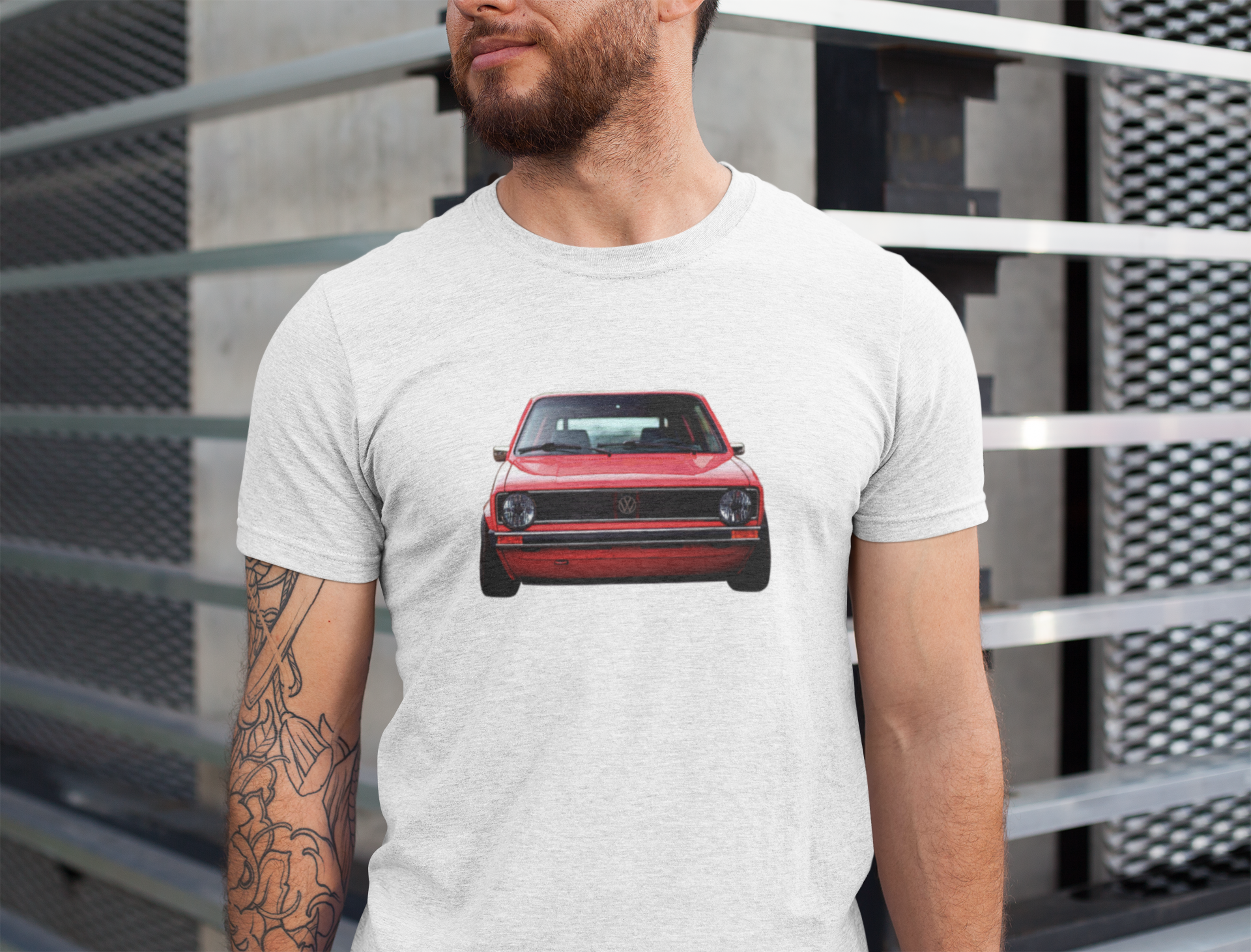 Red VW Golf MK1 Unisex White T-Shirt Without Text