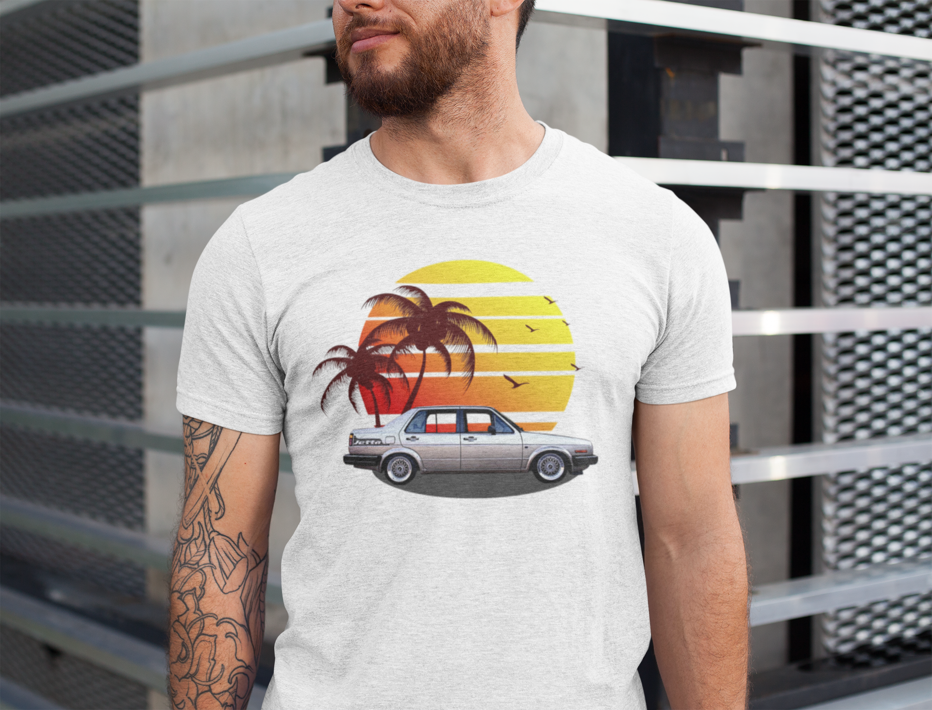 Silver VW Jetta MK2 Unisex T-Shirt Without Text